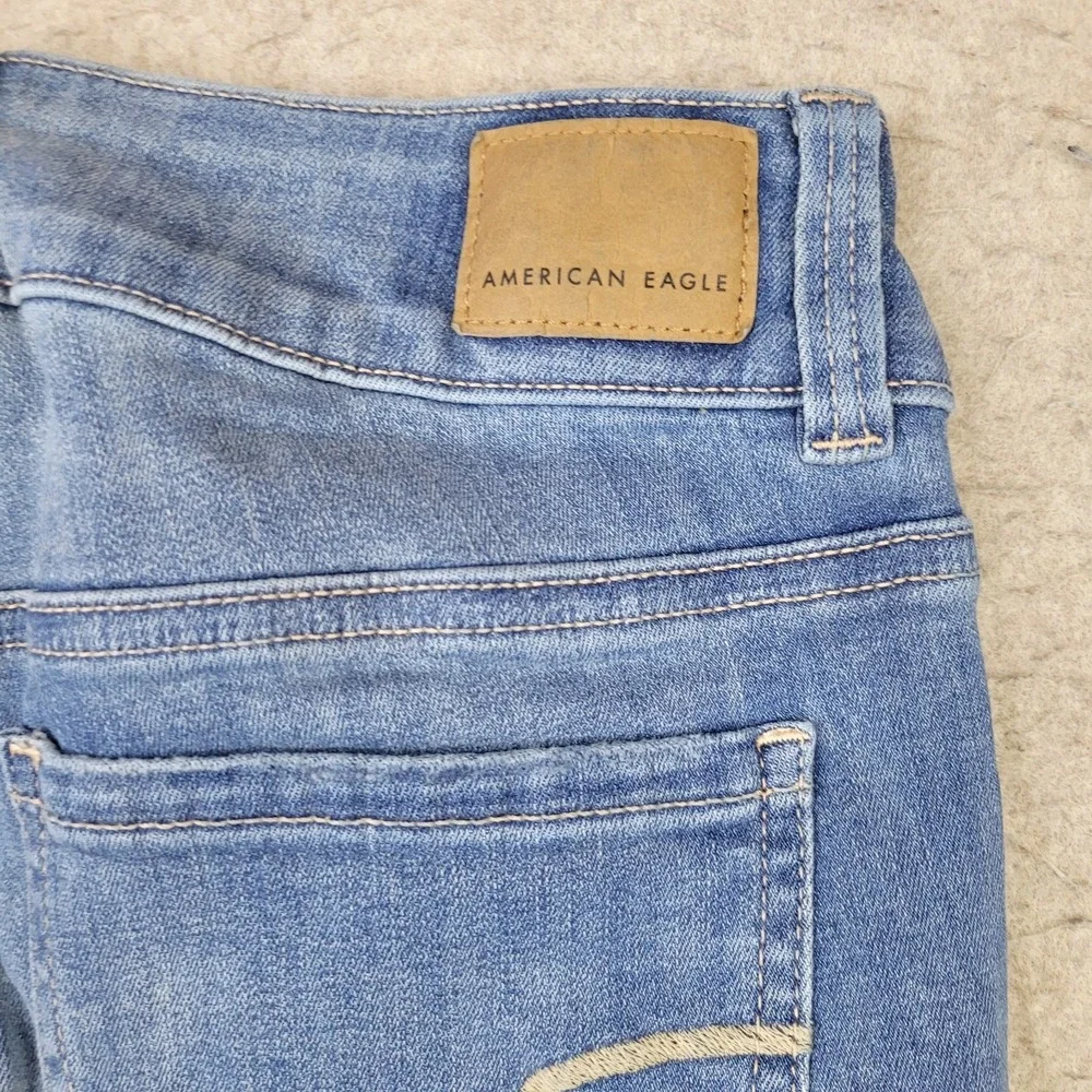 American Eagle Artist Crop Jeans Womens 2 Short Blue Next Level Stretch - Picture 8 of 13